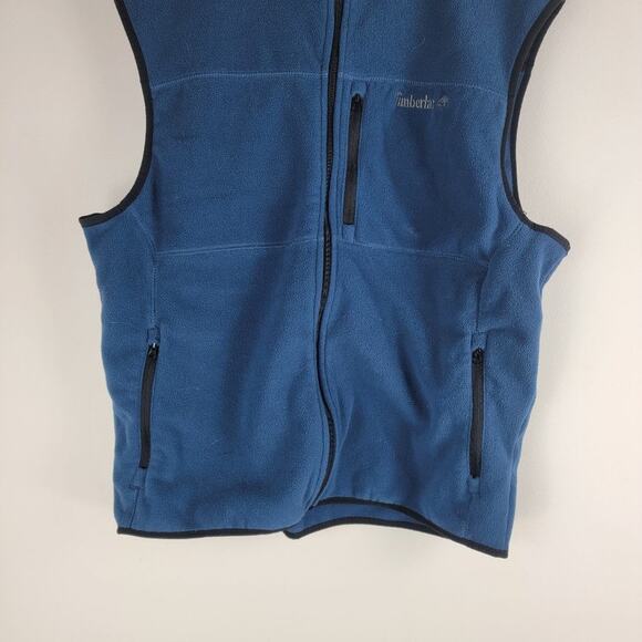 Timberland Fleece Vest Zip Up Blue Sleeveless Size L - Picture 5 of 7